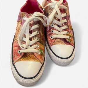 Converse Pink Multicolor Floral Low-Top Sneakers